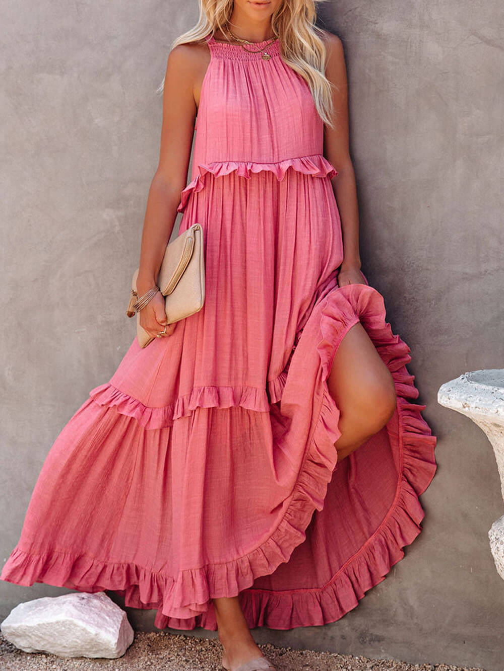 Irregular Cake Sleeveless Maxi Dress - Seldom Seen Styles