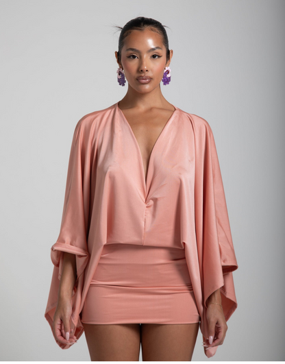 Isla Mini Dress Flowy  Long Sleeve Deep V Neck Dresses - Seldom Seen Styles