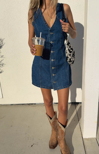 Isla Dark Wash Denim Mini Dress