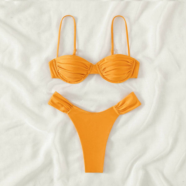 Jolin Ruched Half Cup Summer Bikini Set - Seldom Seen Styles