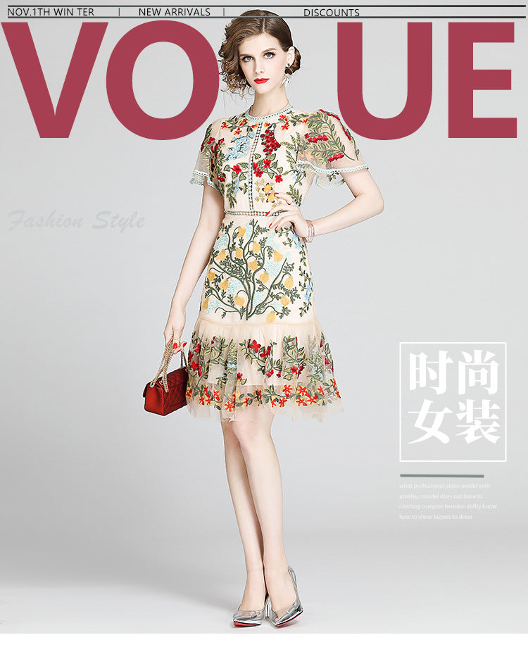 Julieta Floral Embroidery Midi Dress Bodycon Ruffle Dress - Seldom Seen Styles