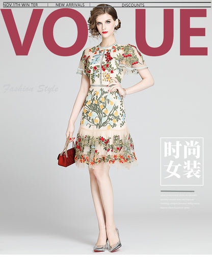 Julieta Floral Embroidery Midi Dress Bodycon Ruffle Dress - Seldom Seen Styles