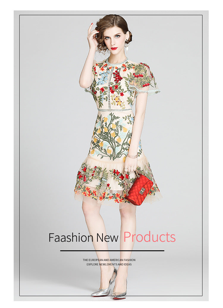 Julieta Floral Embroidery Midi Dress Bodycon Ruffle Dress - Seldom Seen Styles