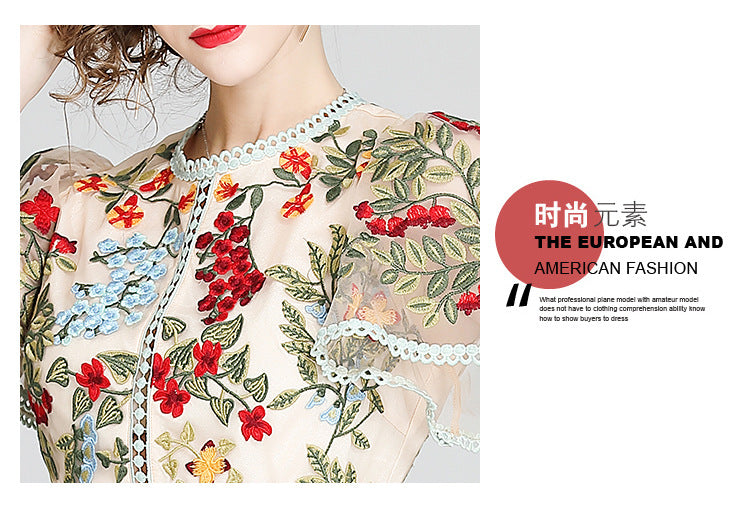 Julieta Floral Embroidery Midi Dress Bodycon Ruffle Dress - Seldom Seen Styles