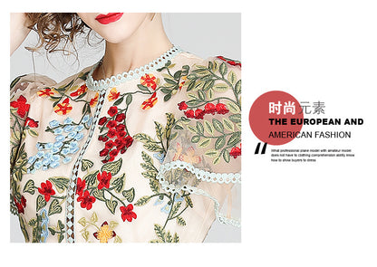 Julieta Floral Embroidery Midi Dress Bodycon Ruffle Dress - Seldom Seen Styles