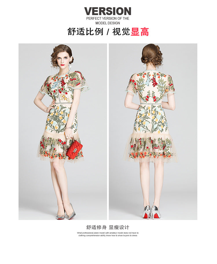Julieta Floral Embroidery Midi Dress Bodycon Ruffle Dress - Seldom Seen Styles