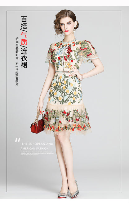 Julieta Floral Embroidery Midi Dress Bodycon Ruffle Dress - Seldom Seen Styles