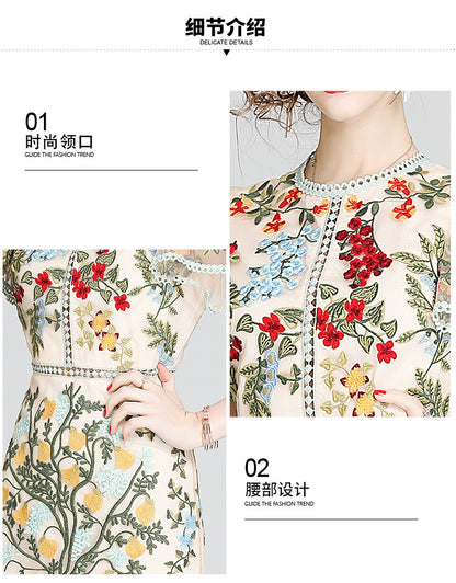 Julieta Floral Embroidery Midi Dress Bodycon Ruffle Dress - Seldom Seen Styles