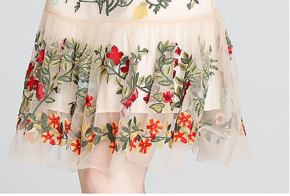 Julieta Floral Embroidery Midi Dress Bodycon Ruffle Dress - Seldom Seen Styles