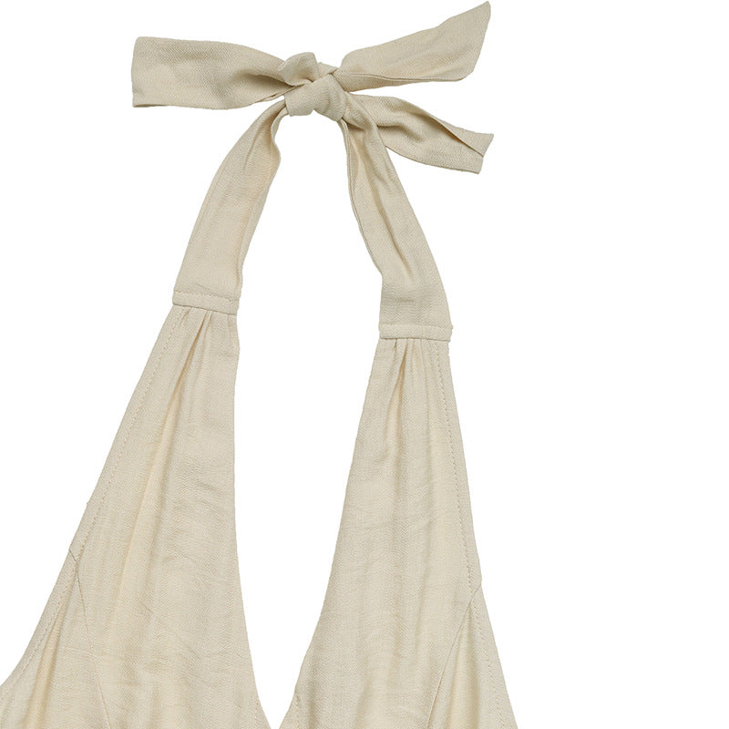 Jumpsuits for Women Casual Sleeveless One Piece Wide Leg Rompers Pants with Pockets High Waist V-Neck Halter Overalls - Seldom Seen Styles