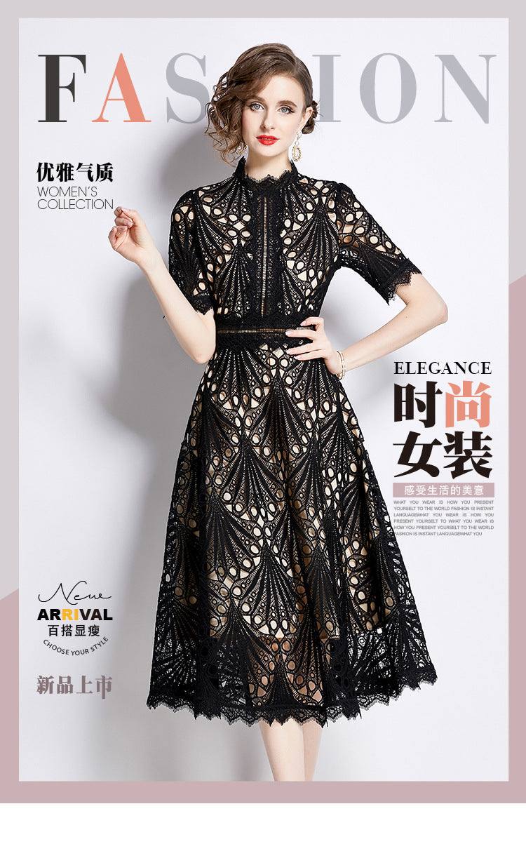 Karin Floral Embroidered Dress Waist-Cinching Flared Gown Dress - Seldom Seen Styles