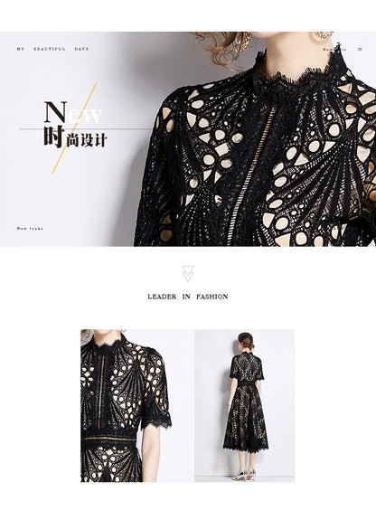 Karin Floral Embroidered Dress Waist-Cinching Flared Gown Dress - Seldom Seen Styles