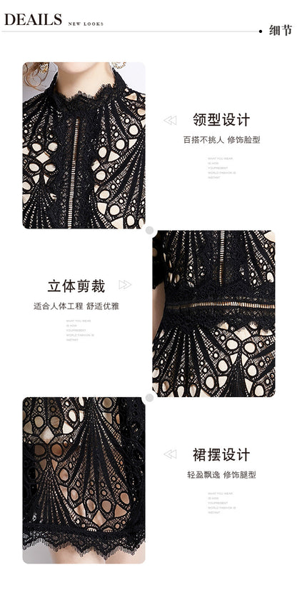 Karin Floral Embroidered Dress Waist-Cinching Flared Gown Dress - Seldom Seen Styles