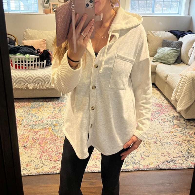 Knit Button Down Shirts for Women Dressy Casual Work Shacket V Neck Long Sleeve Loose Tops with Pocket - Seldom Seen Styles