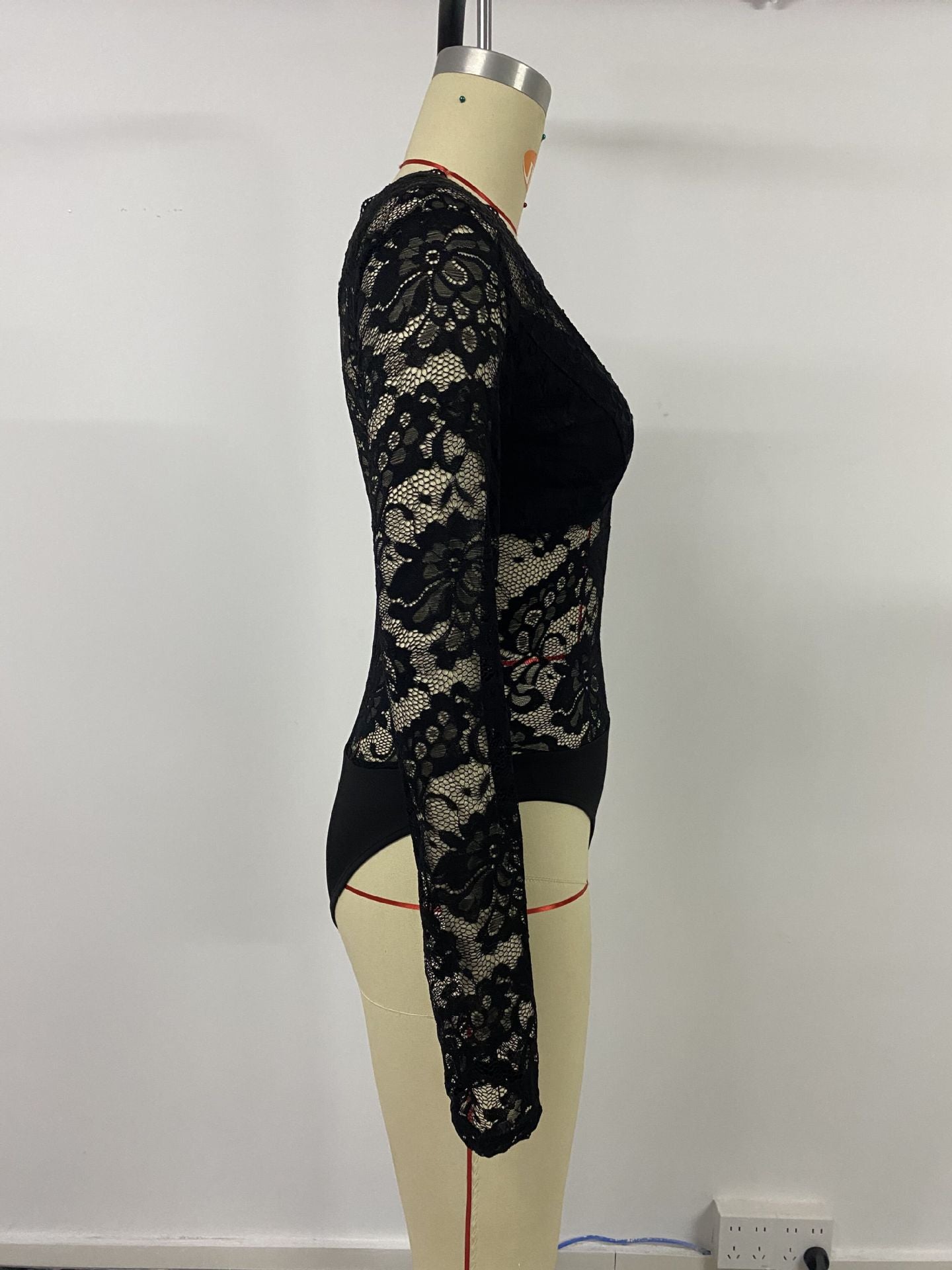 Lace Bodysuit for Women Sexy Long Sleeve V Neck Body Suits Going Out Tops Snap Crotch One Piece Teddy Lingerie - Seldom Seen Styles