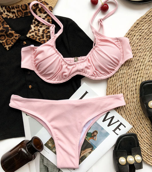 Lena Ribbed Style Underwire Bikini Set - Seldom Seen Styles