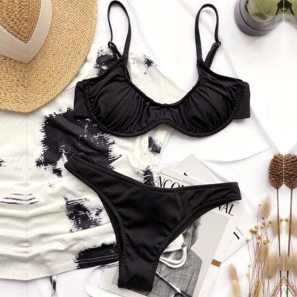 Lena Ribbed Style Underwire Bikini Set - Seldom Seen Styles