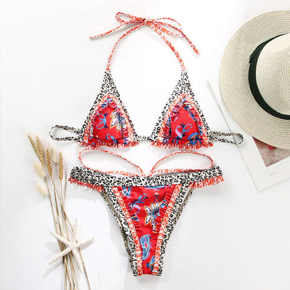 Lenny Vintage Floral Print Ruffled Bikini Set - Seldom Seen Styles