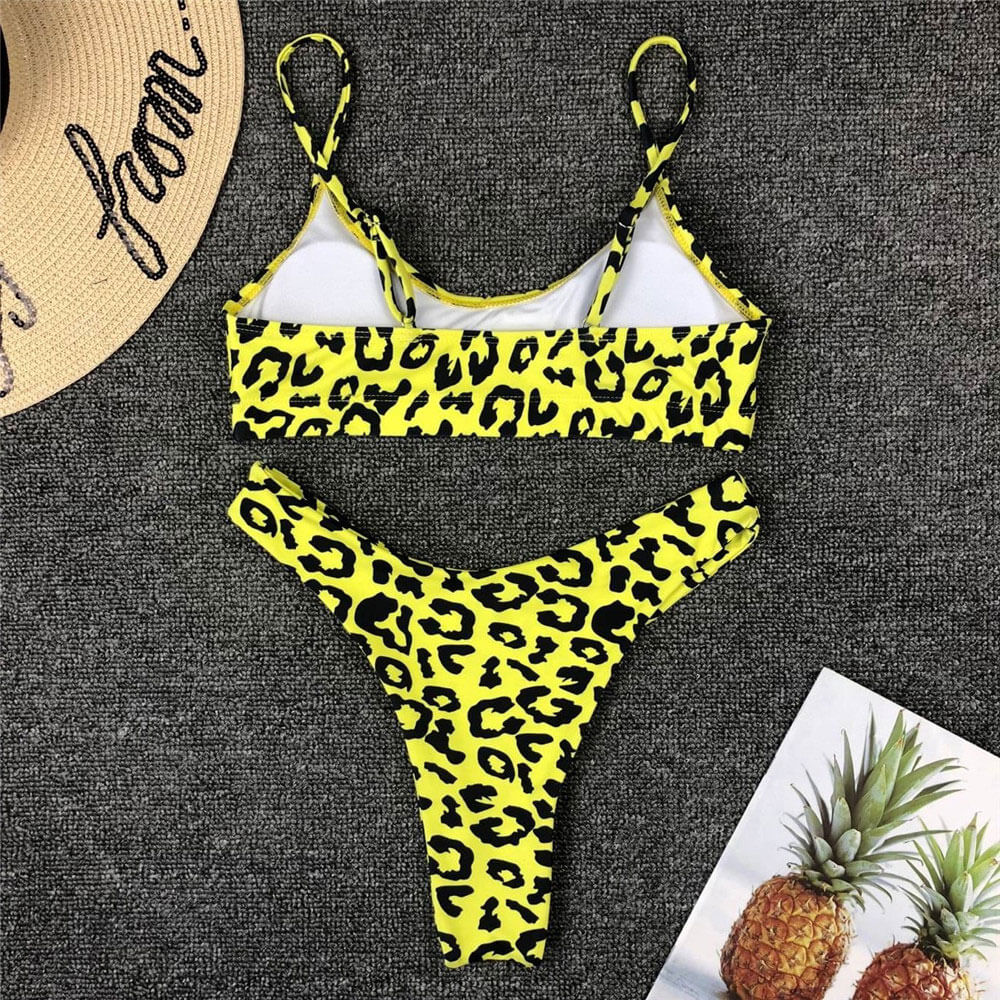 Leopard High Leg Bralette Brazilian Two Piece Bikini Swimsuit - Seldom Seen Styles