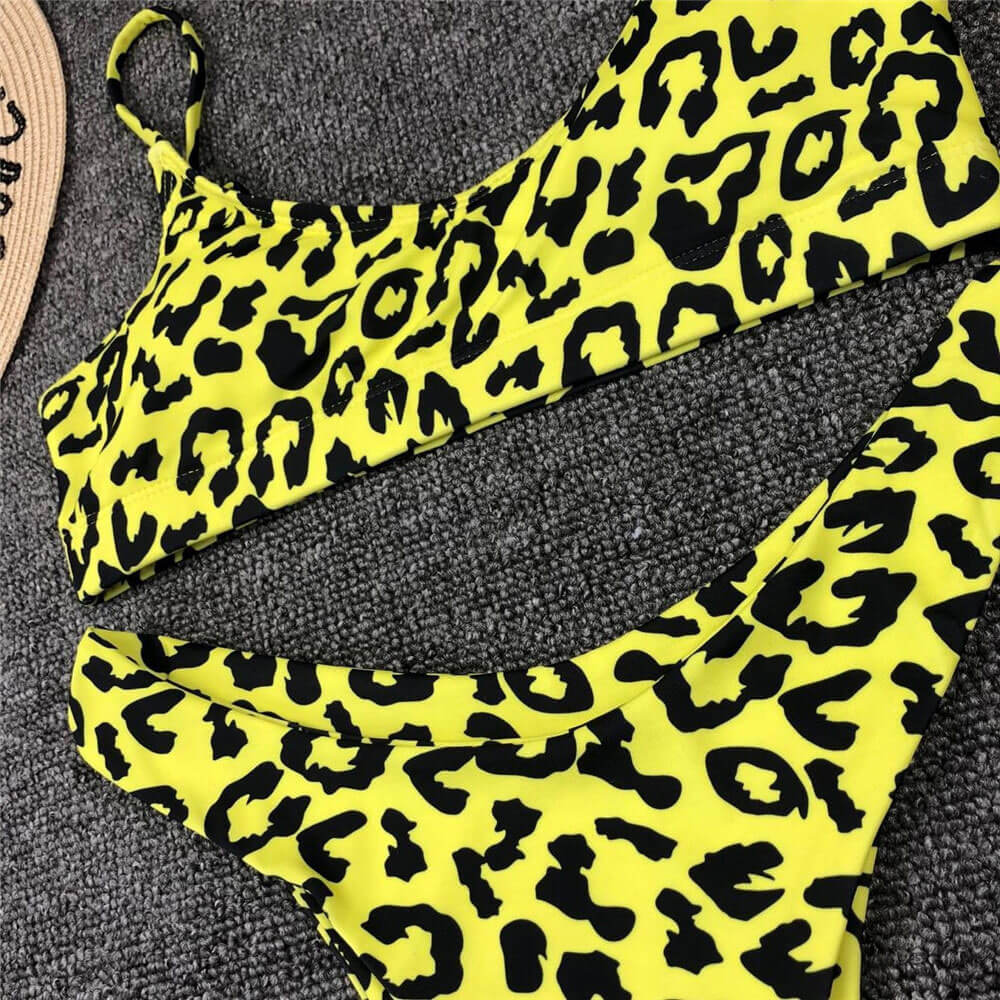 Leopard High Leg Bralette Brazilian Two Piece Bikini Swimsuit - Seldom Seen Styles