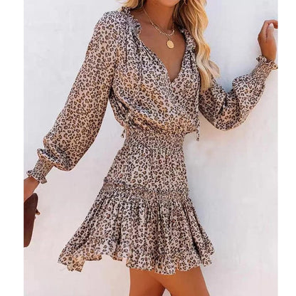 Leopard Print Long Sleeve Mini Dress - Seldom Seen Styles