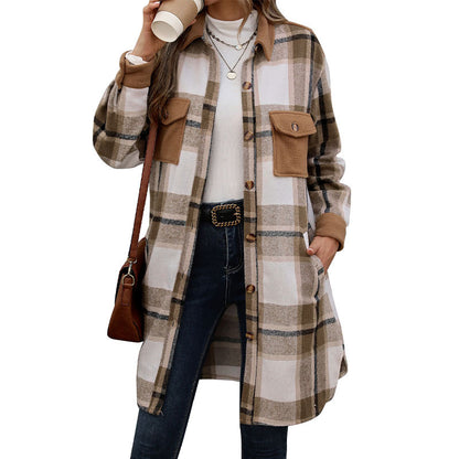 Long Jackets for Women Loose Fit Long Sleeve Flannel Plaid Coat Casual Button Down Lapel Shirt Jacket - Seldom Seen Styles