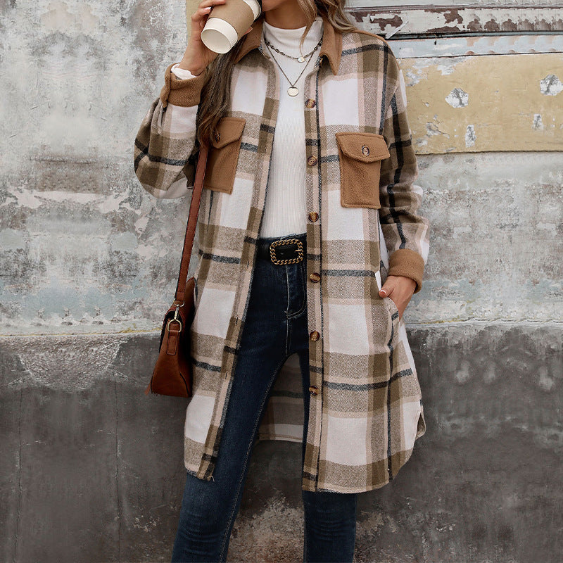 Long Jackets for Women Loose Fit Long Sleeve Flannel Plaid Coat Casual Button Down Lapel Shirt Jacket - Seldom Seen Styles