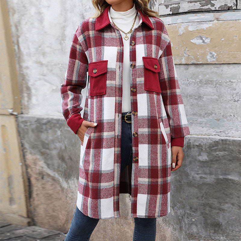 Long Jackets for Women Loose Fit Long Sleeve Flannel Plaid Coat Casual Button Down Lapel Shirt Jacket - Seldom Seen Styles
