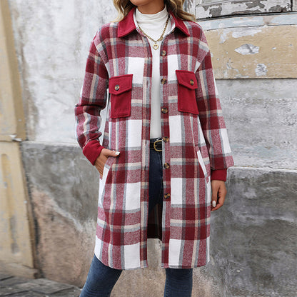Long Jackets for Women Loose Fit Long Sleeve Flannel Plaid Coat Casual Button Down Lapel Shirt Jacket - Seldom Seen Styles