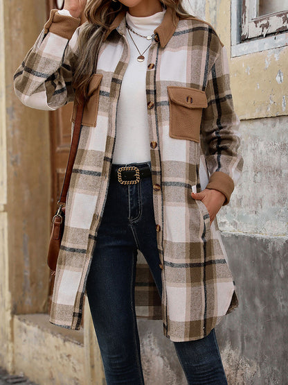 Long Jackets for Women Loose Fit Long Sleeve Flannel Plaid Coat Casual Button Down Lapel Shirt Jacket - Seldom Seen Styles