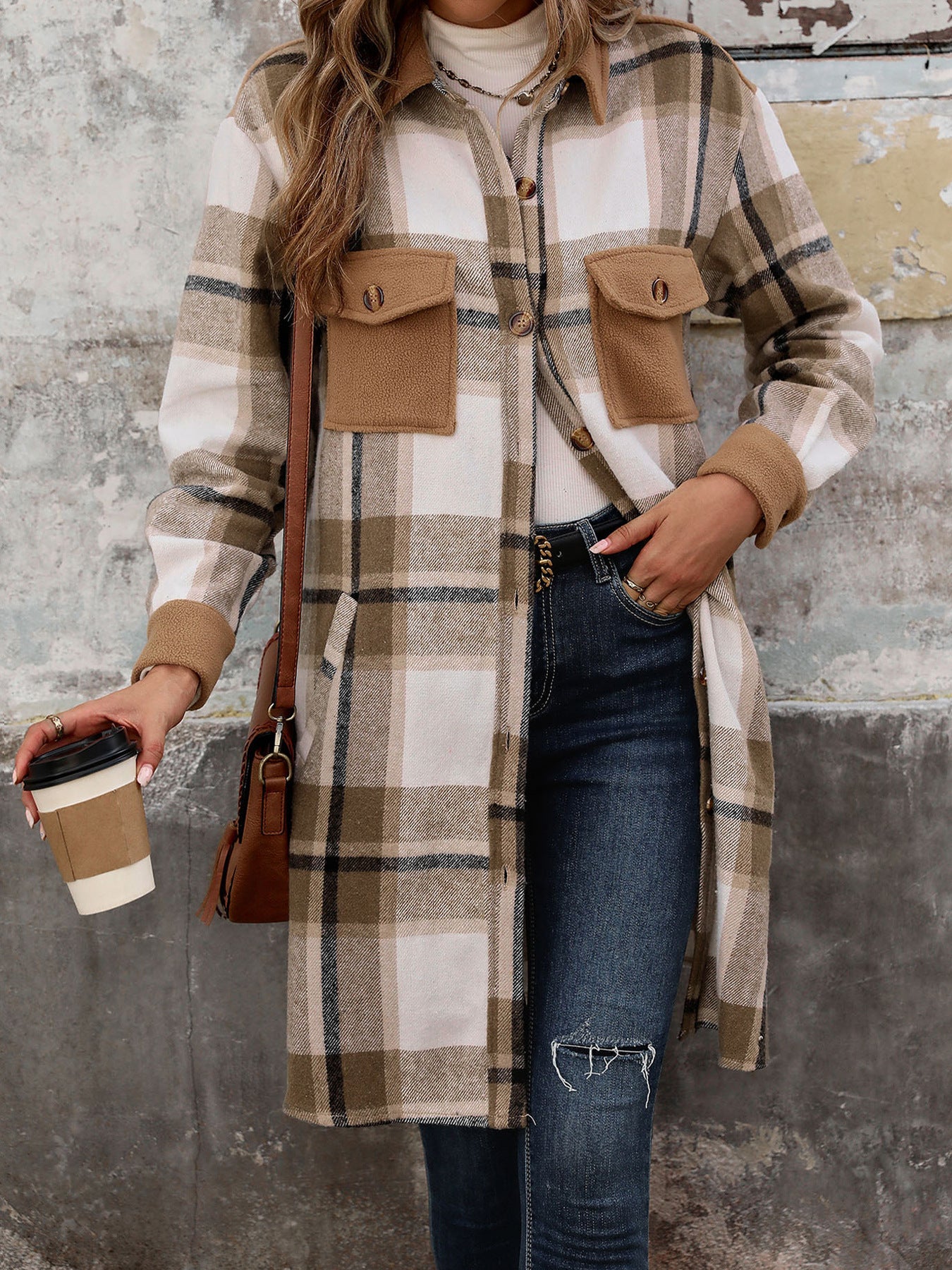 Long Jackets for Women Loose Fit Long Sleeve Flannel Plaid Coat Casual Button Down Lapel Shirt Jacket - Seldom Seen Styles