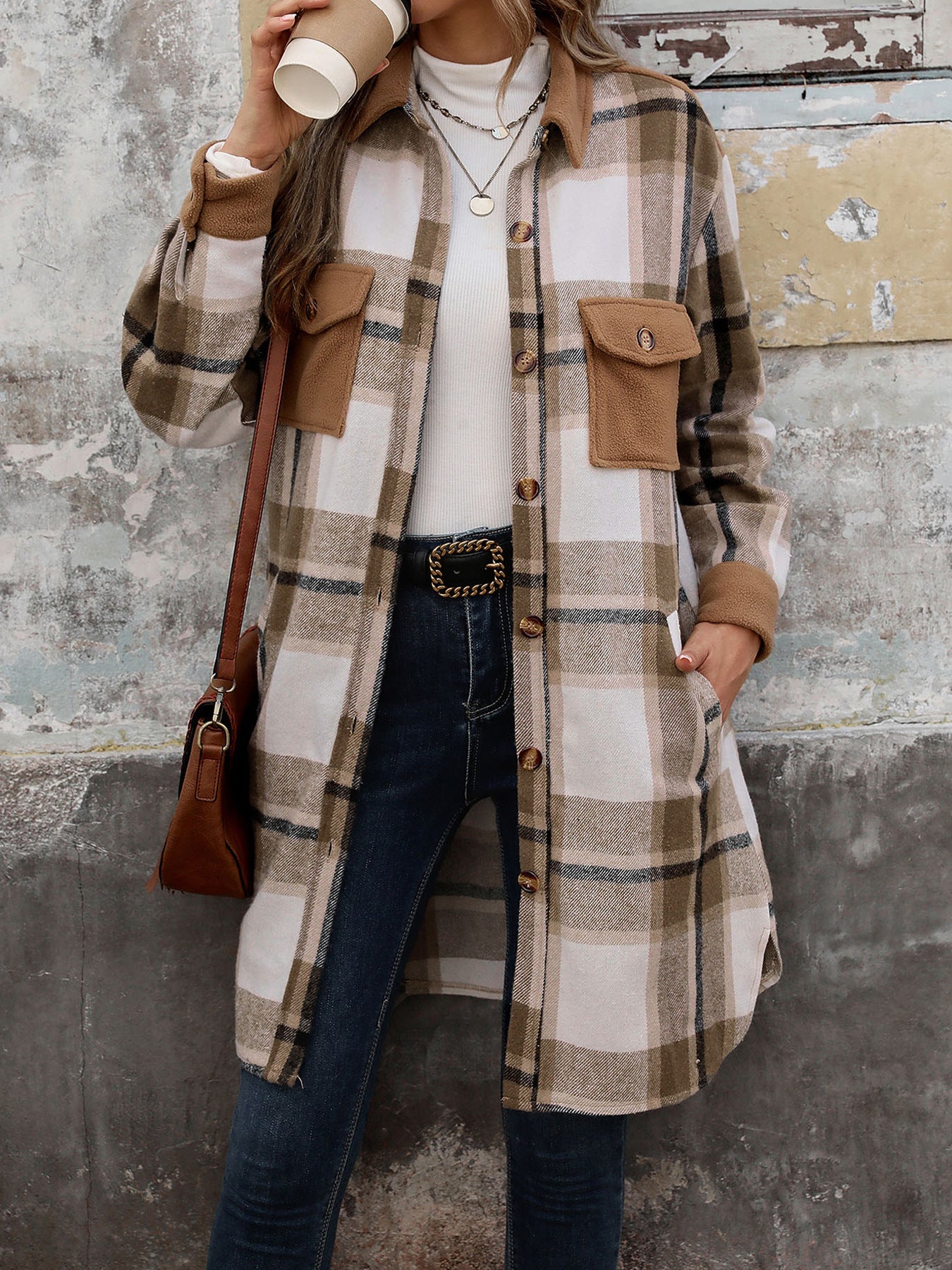 Long Jackets for Women Loose Fit Long Sleeve Flannel Plaid Coat Casual Button Down Lapel Shirt Jacket - Seldom Seen Styles