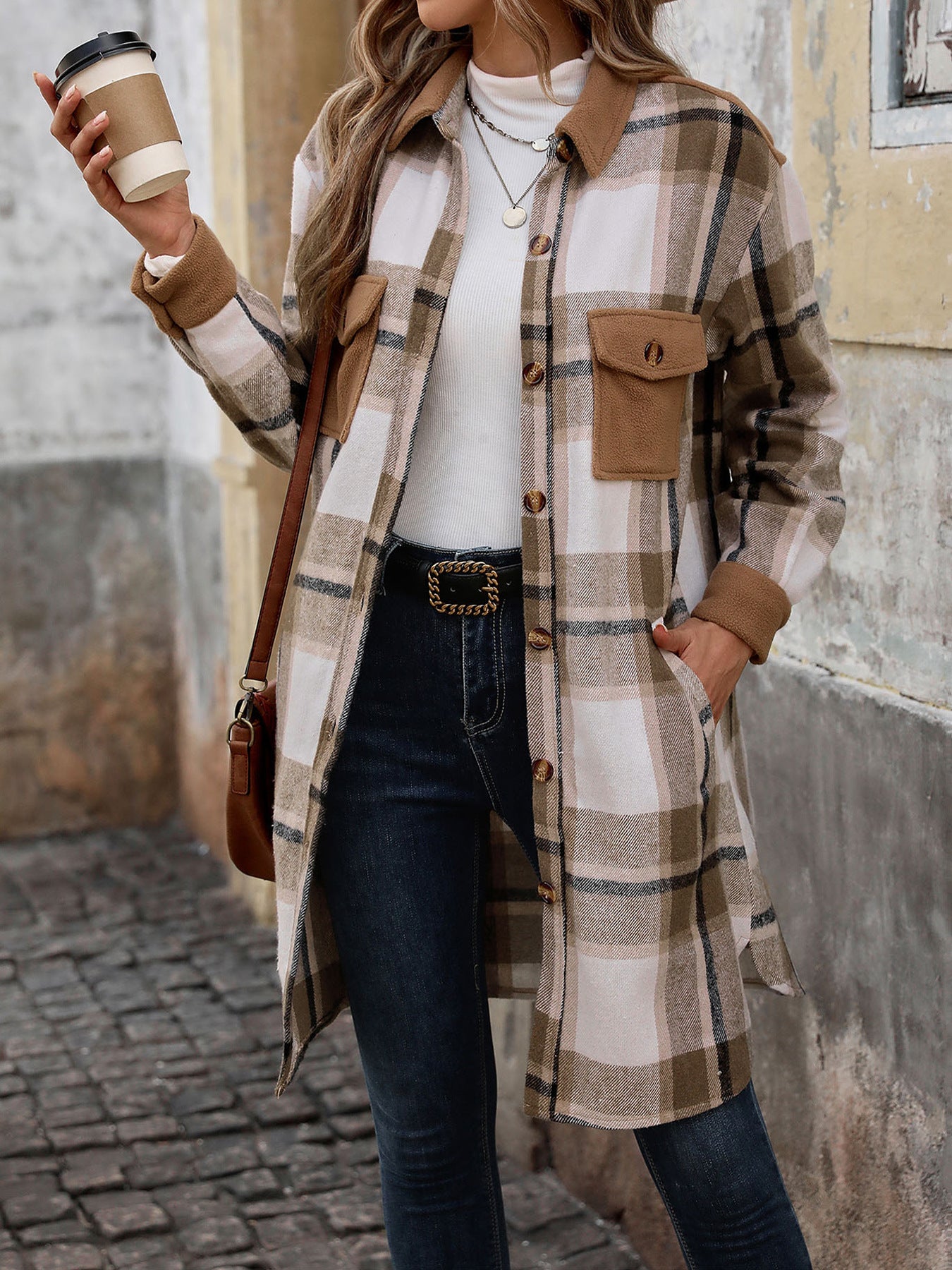 Long Jackets for Women Loose Fit Long Sleeve Flannel Plaid Coat Casual Button Down Lapel Shirt Jacket - Seldom Seen Styles