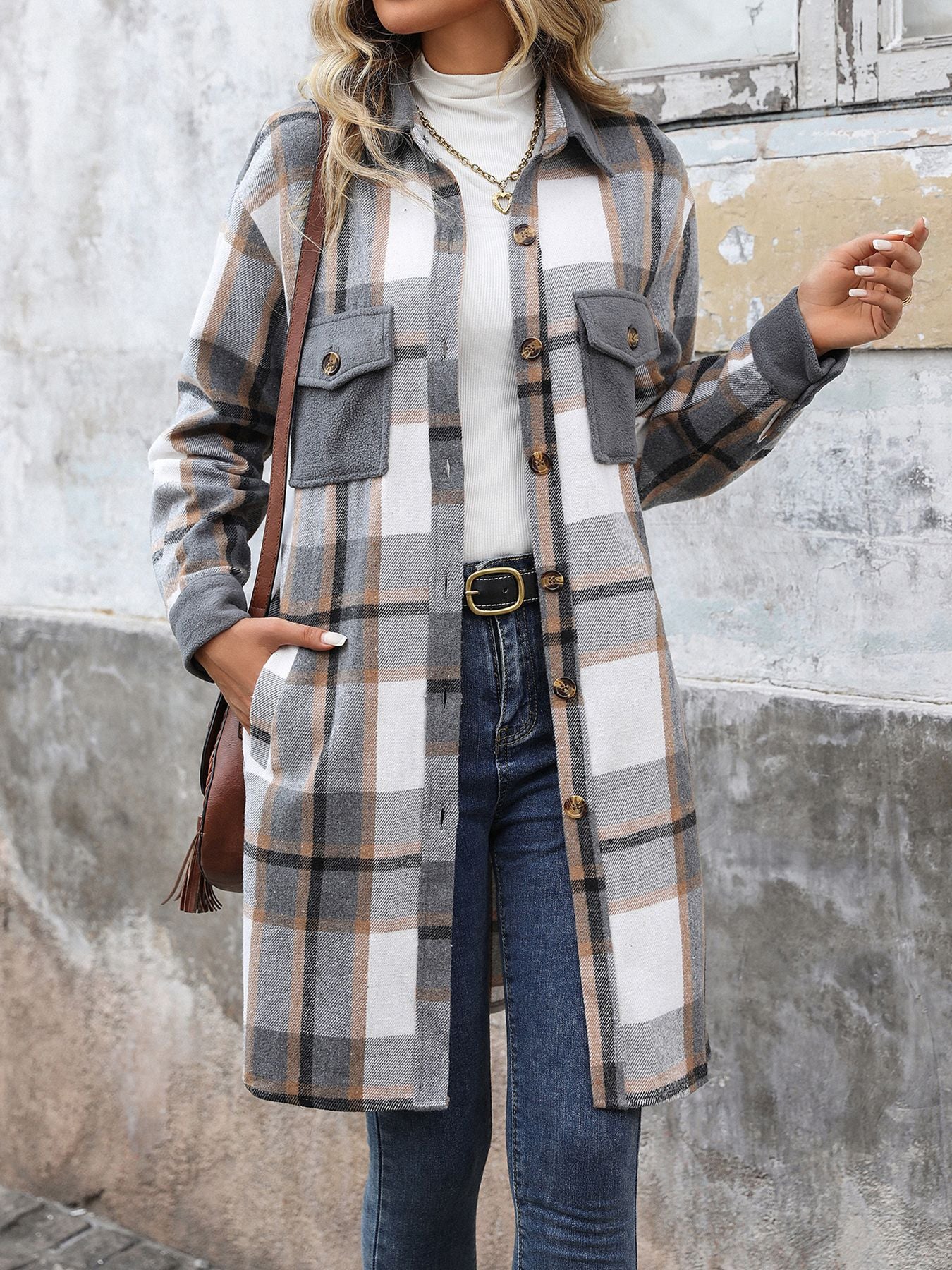 Long Jackets for Women Loose Fit Long Sleeve Flannel Plaid Coat Casual Button Down Lapel Shirt Jacket - Seldom Seen Styles