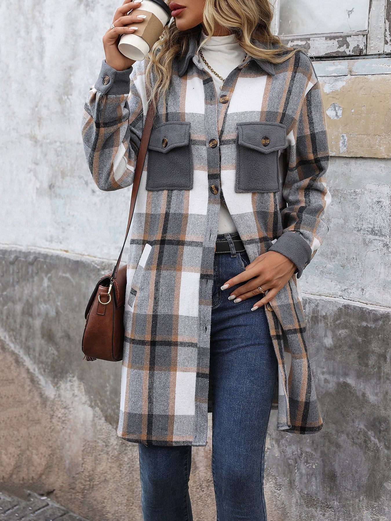 Long Jackets for Women Loose Fit Long Sleeve Flannel Plaid Coat Casual Button Down Lapel Shirt Jacket - Seldom Seen Styles