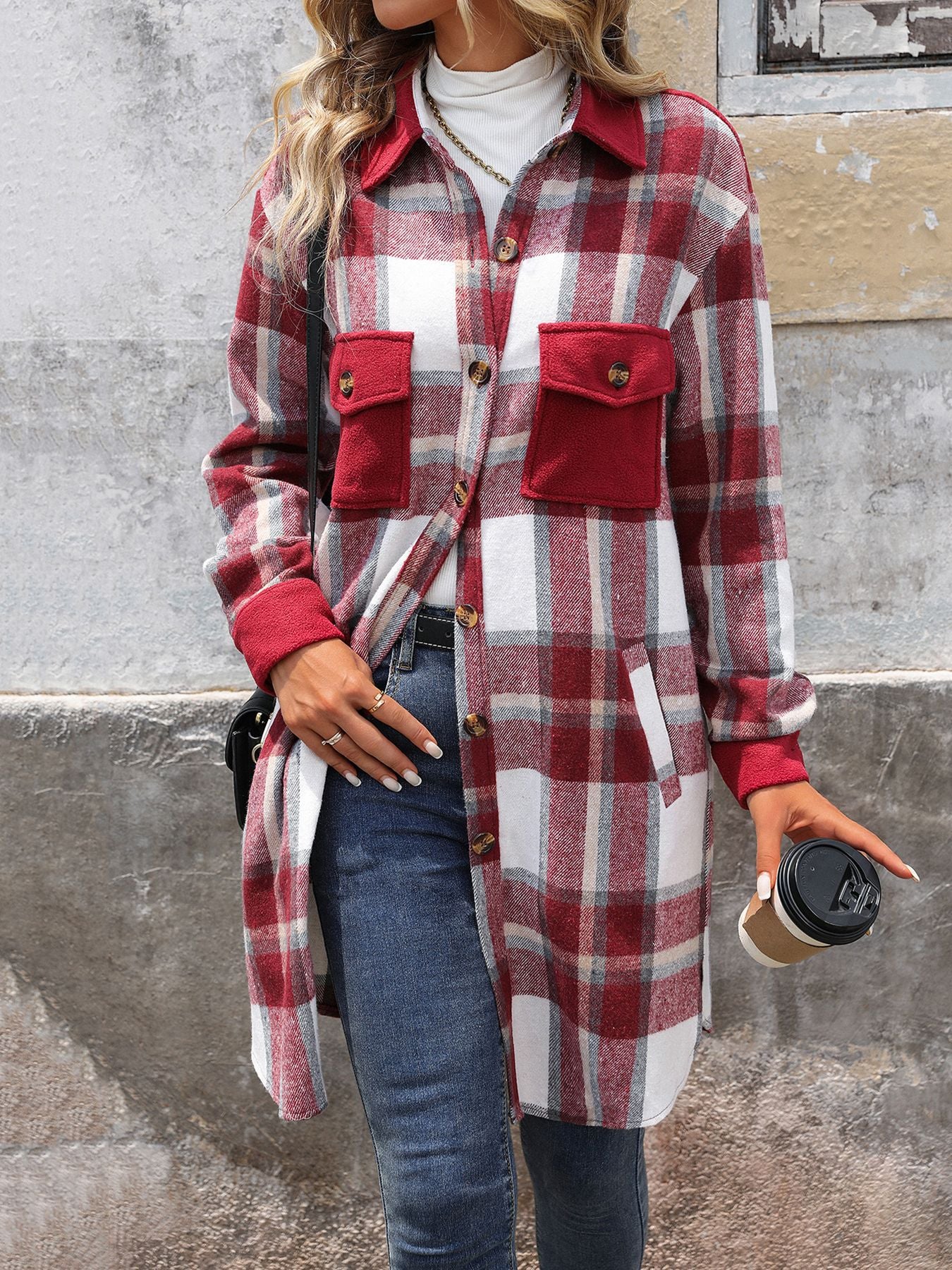 Long Jackets for Women Loose Fit Long Sleeve Flannel Plaid Coat Casual Button Down Lapel Shirt Jacket - Seldom Seen Styles