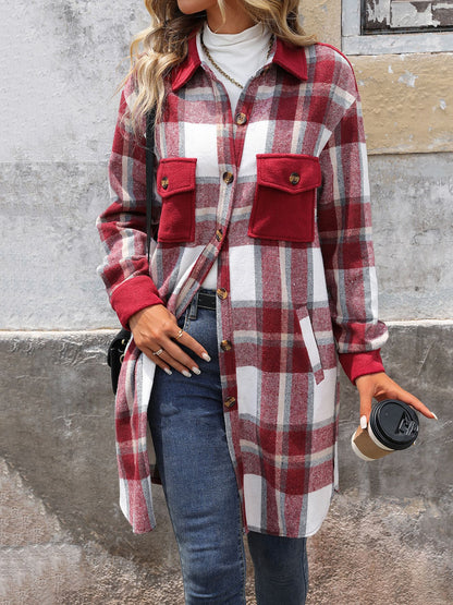 Long Jackets for Women Loose Fit Long Sleeve Flannel Plaid Coat Casual Button Down Lapel Shirt Jacket - Seldom Seen Styles