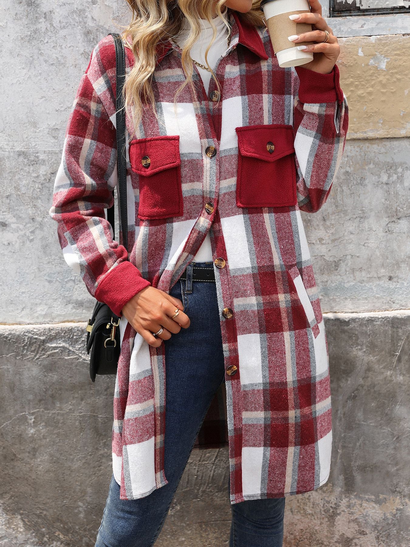 Long Jackets for Women Loose Fit Long Sleeve Flannel Plaid Coat Casual Button Down Lapel Shirt Jacket - Seldom Seen Styles