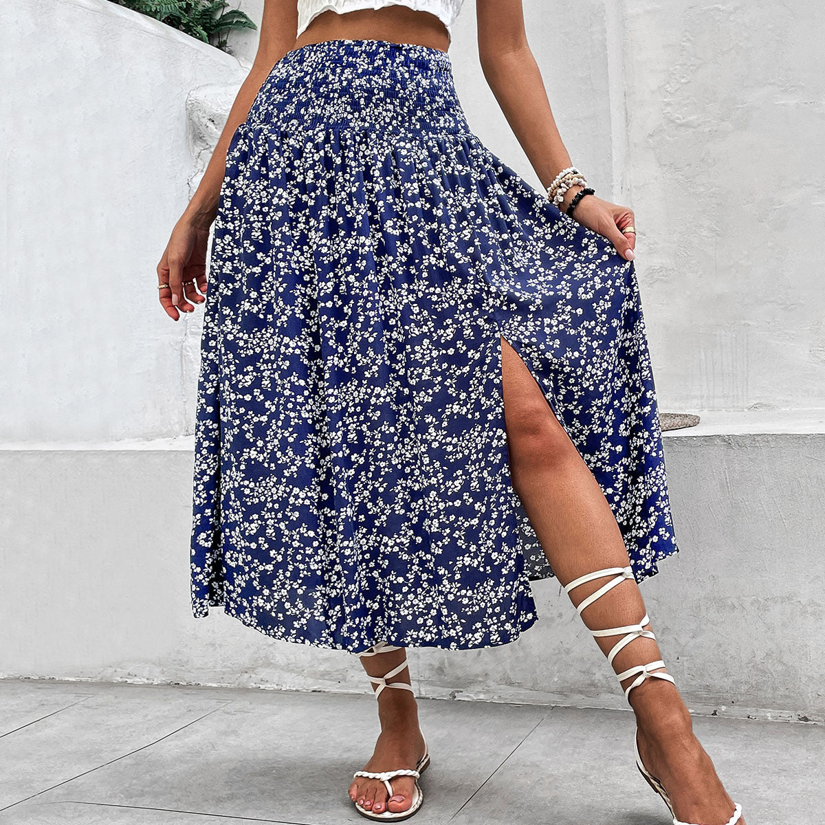 Long Skirts for Women Trendy Elastic Waist Flowy Summer Ankle Length Boho Flared A Line Tiered Maxi Skirt - Seldom Seen Styles