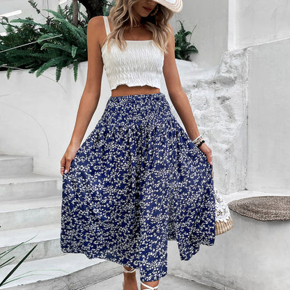 Long Skirts for Women Trendy Elastic Waist Flowy Summer Ankle Length Boho Flared A Line Tiered Maxi Skirt - Seldom Seen Styles