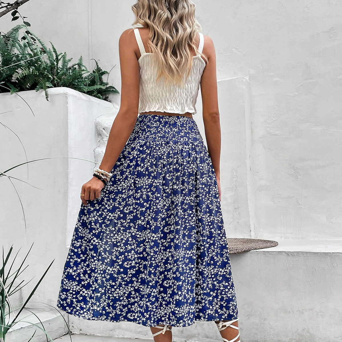 Long Skirts for Women Trendy Elastic Waist Flowy Summer Ankle Length Boho Flared A Line Tiered Maxi Skirt - Seldom Seen Styles