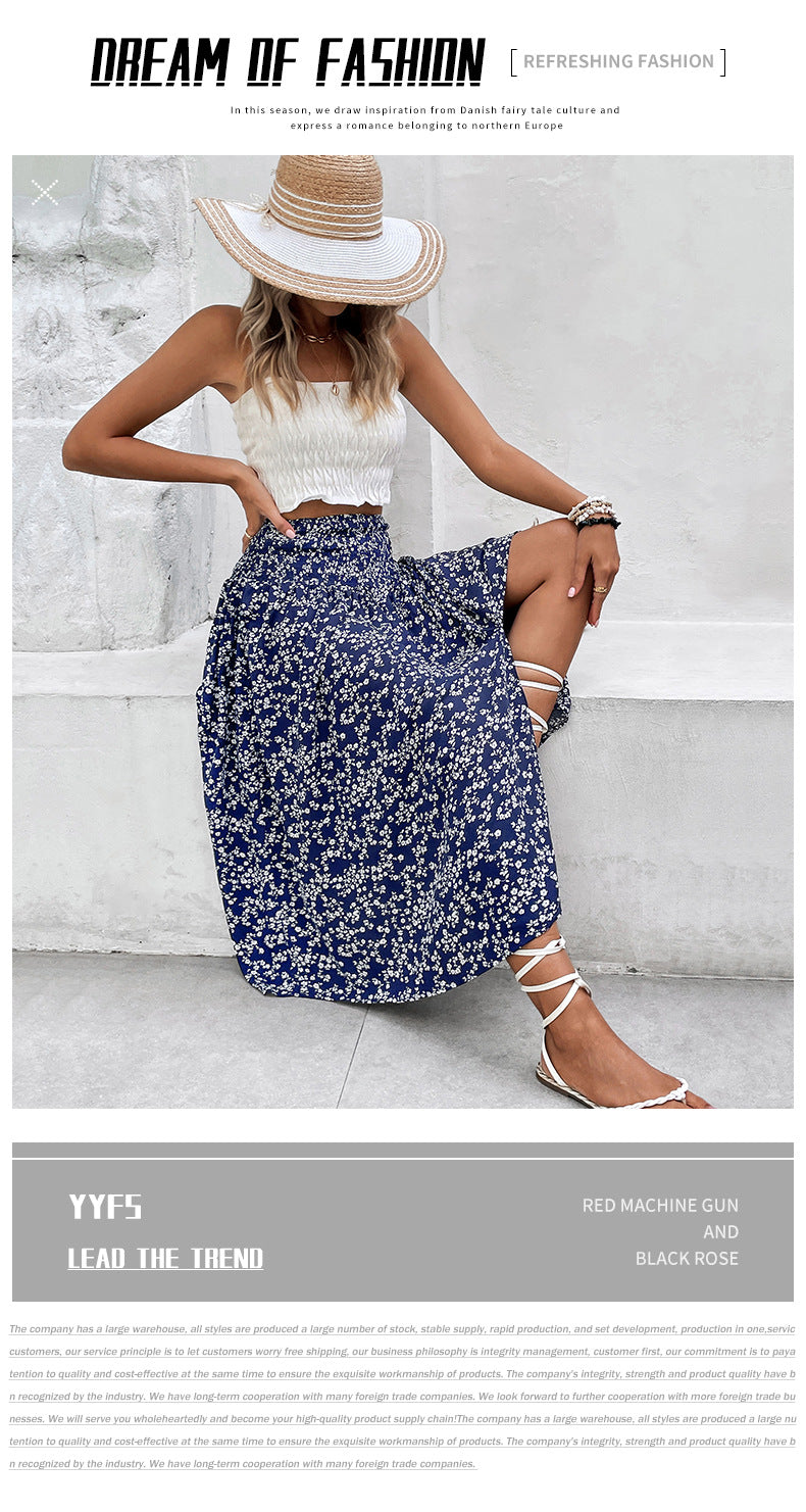 Long Skirts for Women Trendy Elastic Waist Flowy Summer Ankle Length Boho Flared A Line Tiered Maxi Skirt - Seldom Seen Styles