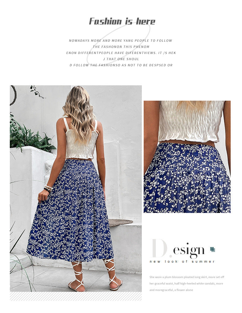 Long Skirts for Women Trendy Elastic Waist Flowy Summer Ankle Length Boho Flared A Line Tiered Maxi Skirt - Seldom Seen Styles