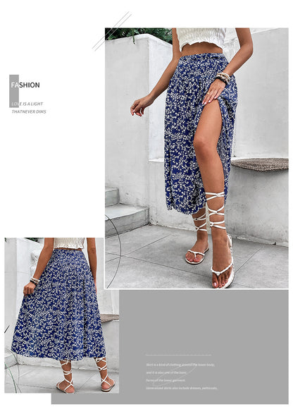 Long Skirts for Women Trendy Elastic Waist Flowy Summer Ankle Length Boho Flared A Line Tiered Maxi Skirt - Seldom Seen Styles