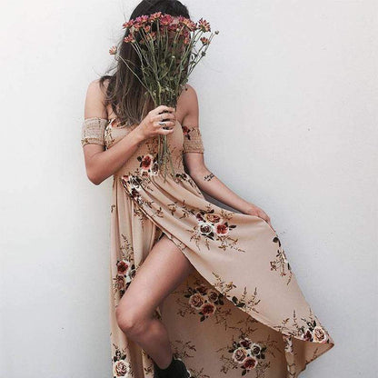 Boho Off-Shoulder Floral Maxi Sundress