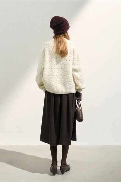 Loose Fit Crew Neck Wool Blend Pink Queen Women's Fall Sweaters 2024 Casual Long Batwing Sleeve Oversized Crewneck Pullover Winter Fashion Trendy Outfits - Seldom Seen Styles