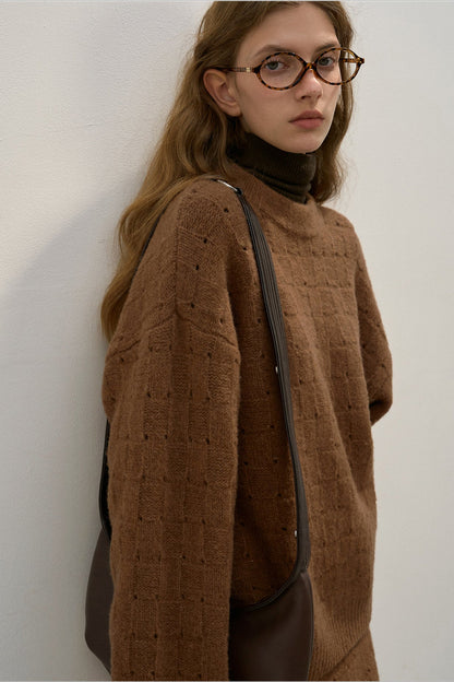 Loose Fit Crew Neck Wool Blend Pink Queen Women's Fall Sweaters 2024 Casual Long Batwing Sleeve Oversized Crewneck Pullover Winter Fashion Trendy Outfits - Seldom Seen Styles