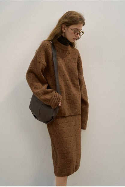 Loose Fit Crew Neck Wool Blend Pink Queen Women's Fall Sweaters 2024 Casual Long Batwing Sleeve Oversized Crewneck Pullover Winter Fashion Trendy Outfits - Seldom Seen Styles