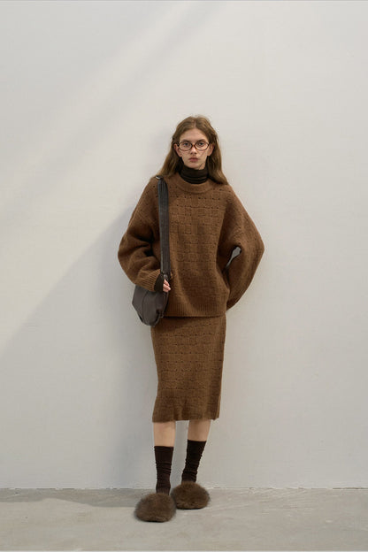 Loose Fit Crew Neck Wool Blend Pink Queen Women's Fall Sweaters 2024 Casual Long Batwing Sleeve Oversized Crewneck Pullover Winter Fashion Trendy Outfits - Seldom Seen Styles