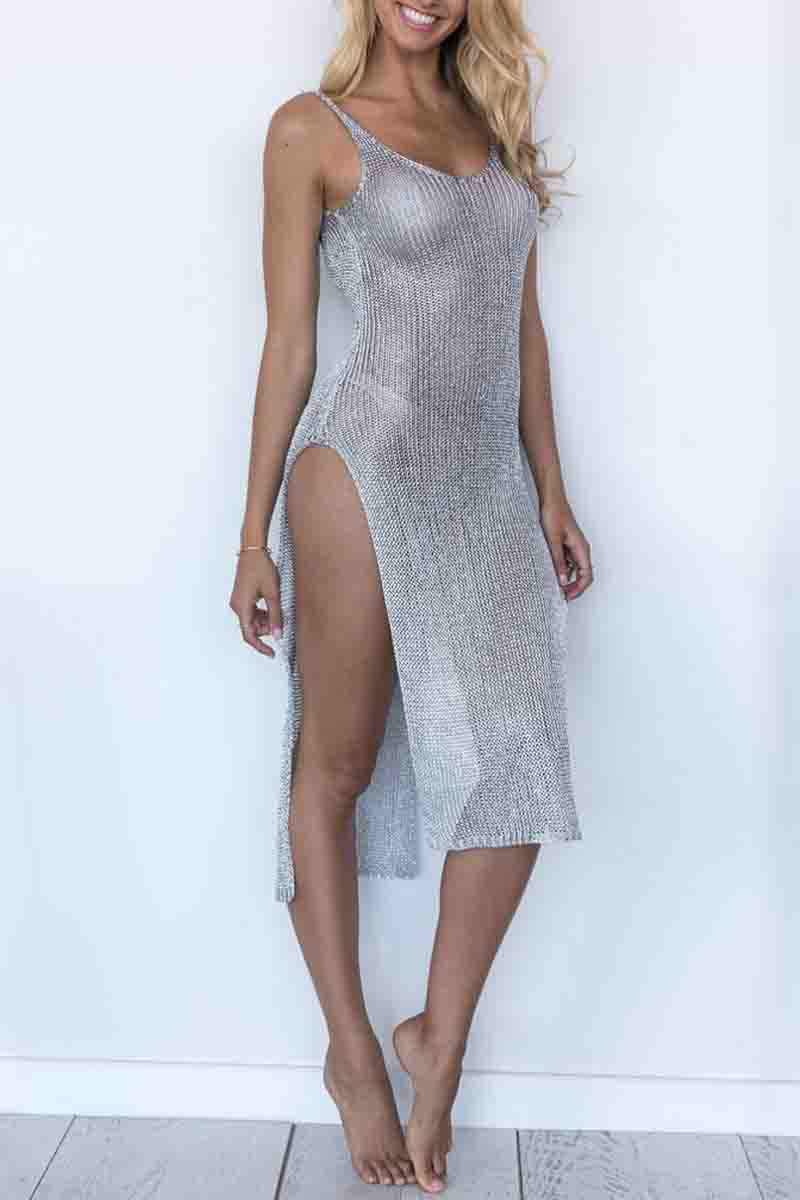 Low Back High Split Crochet Sheer Cover Up (2 Colors) - Seldom Seen Styles